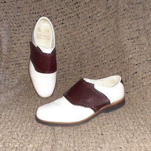 DACK'S SHOES-Canada-Vintage White Leather w/Oxblood Monkstrap-Sz 8 D-Excellent